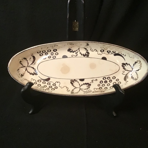 Vintage 2 piece Grays Pottery Porcelain Paint Silver & White Creamer & Server - Picture 8 of 13